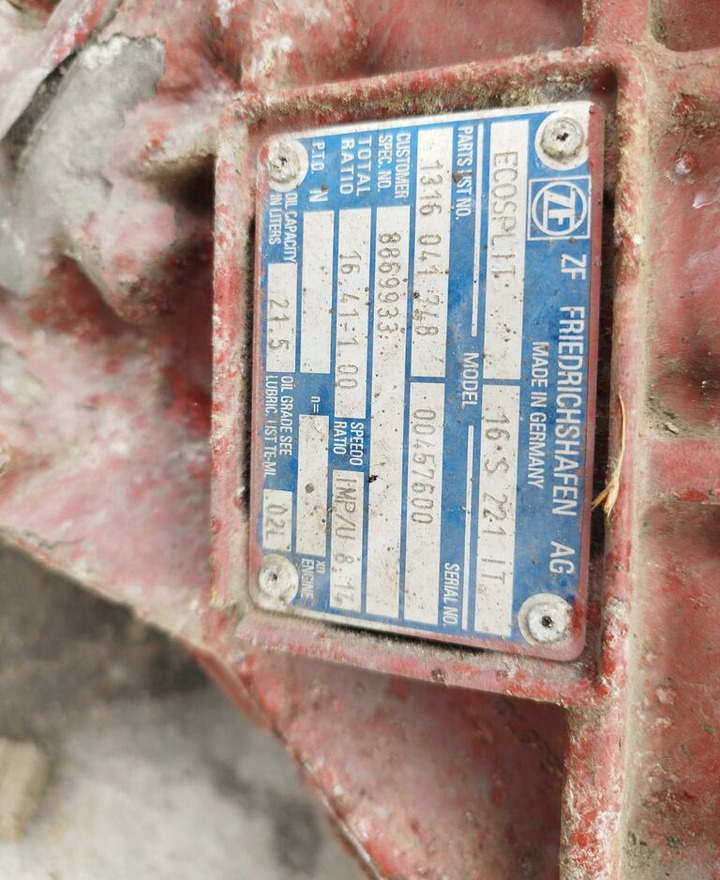 IVECO Ecosplite ZF16S221IT 1316041748 IVECO Cursor13E3 truck - Caixa de câmbio de Caminhão: foto 2 IVECO Ecosplite ZF16S221IT 1316041748 IVECO Cursor13E3 truck - Caixa de câmbio de Caminhão: foto 2