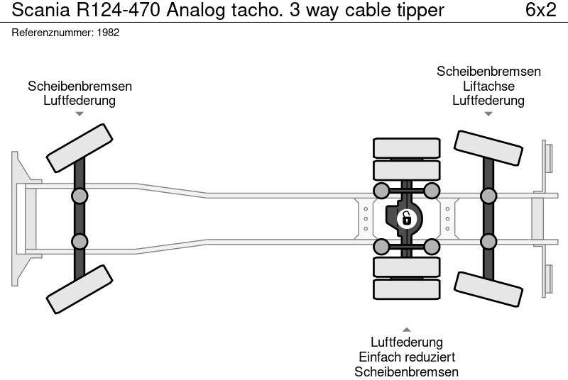 Caminhão com sistema de cabo Scania R124-470 Analog tacho. 3 way cable tipper: foto 16