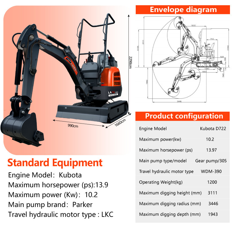 LADYS LA16Pro Mini Excavator CE Certification Kubota Engine(Factory Outlet) Mini Pelle Minibagger Minikoparka Miniexcavadora - Mini escavadeira: foto 2 LADYS LA16Pro Mini Excavator CE Certification Kubota Engine(Factory Outlet) Mini Pelle Minibagger Minikoparka Miniexcavadora - Mini escavadeira: foto 2