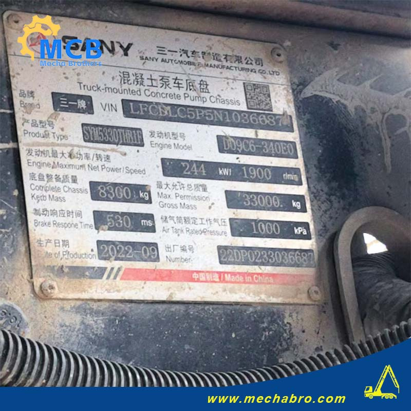 SANY SYM5330THRIF - Autobomba de betão: foto 3 SANY SYM5330THRIF - Autobomba de betão: foto 3