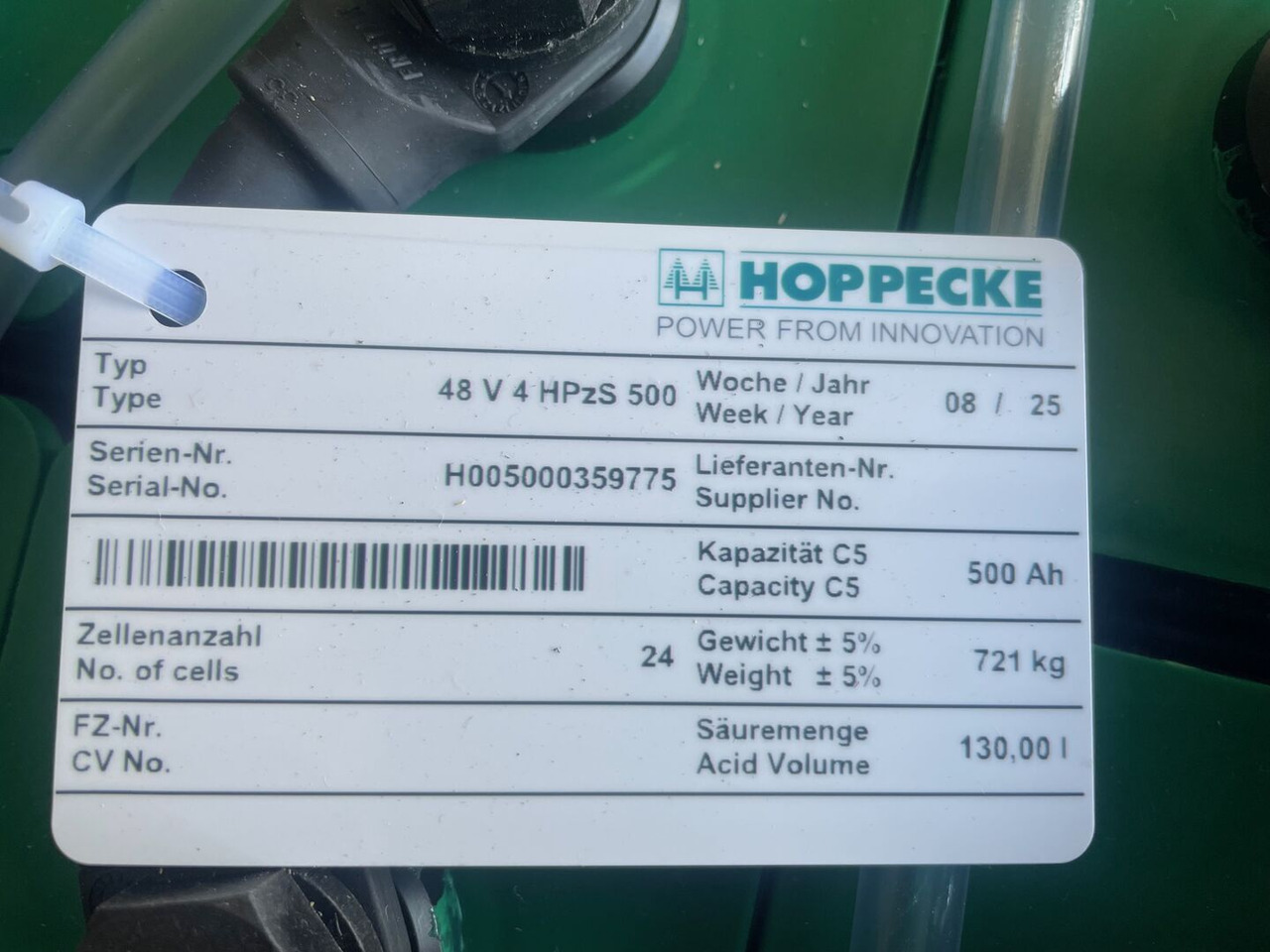 Hoppecke 48V 4 HPzS 500 - Bateria automotiva de Equipamento de movimentação: foto 5 Hoppecke 48V 4 HPzS 500 - Bateria automotiva de Equipamento de movimentação: foto 5