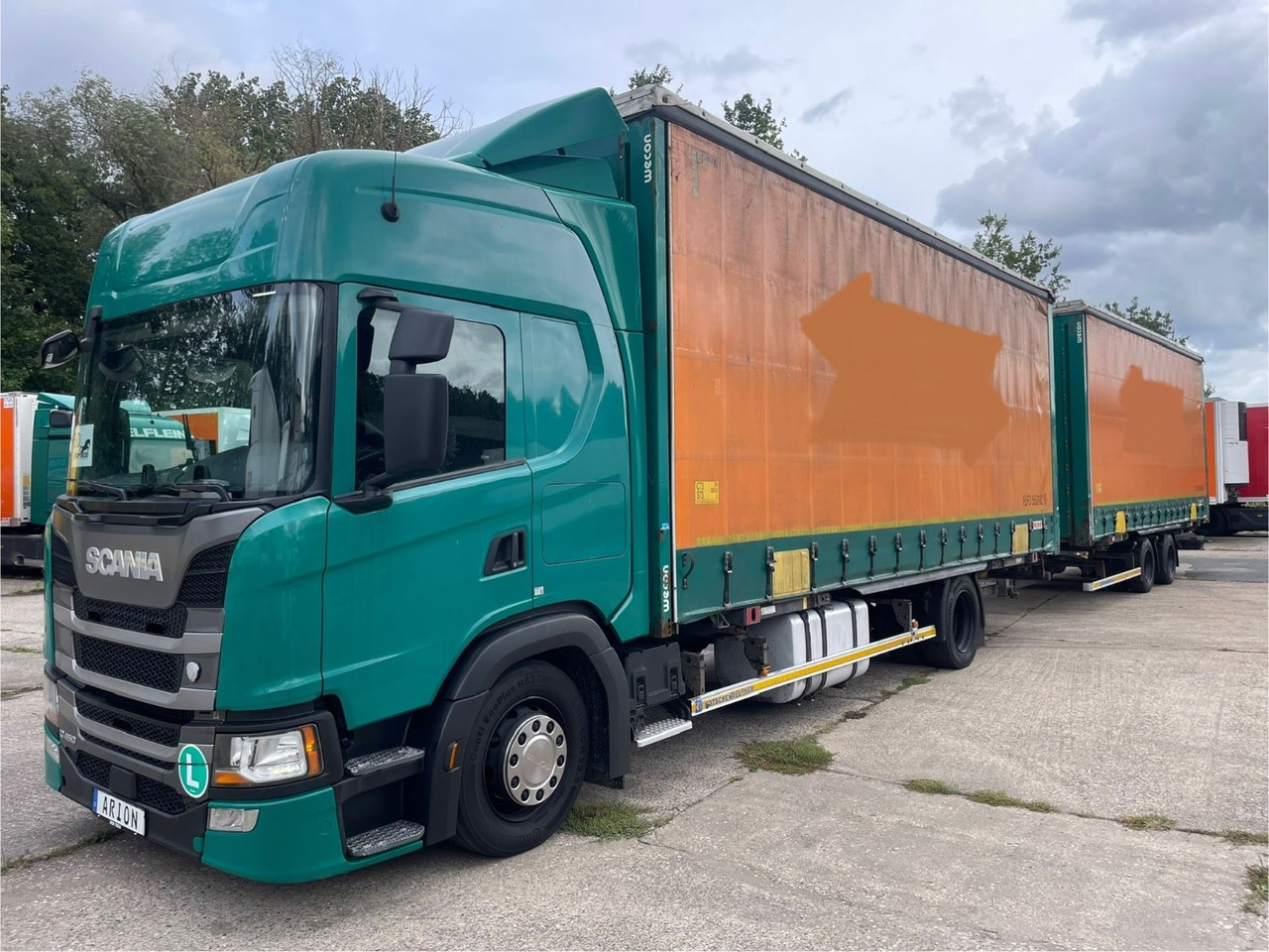 Scania G450 Pritsche+Plane/ANHÄNGER/KOTSCHENREUTHER - Caminhão com lona: foto 2 Scania G450 Pritsche+Plane/ANHÄNGER/KOTSCHENREUTHER - Caminhão com lona: foto 2