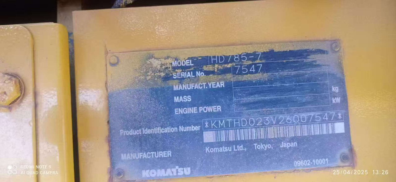 Komatsu HD785-7 - Caminhão furgão: foto 3 Komatsu HD785-7 - Caminhão furgão: foto 3