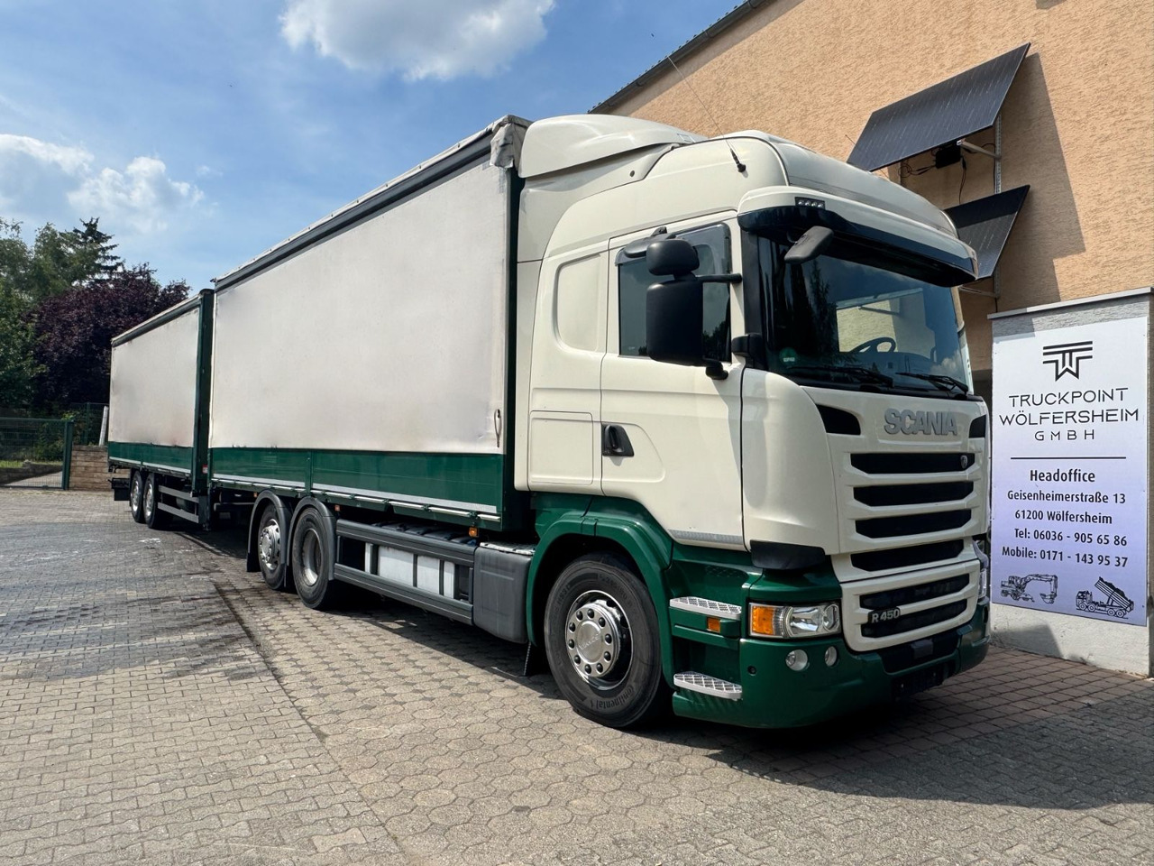Scania R450/Kupplungspedal/6x2/2xBett/Top-Zustand! - Caminhão com lona: foto 1 Scania R450/Kupplungspedal/6x2/2xBett/Top-Zustand! - Caminhão com lona: foto 1