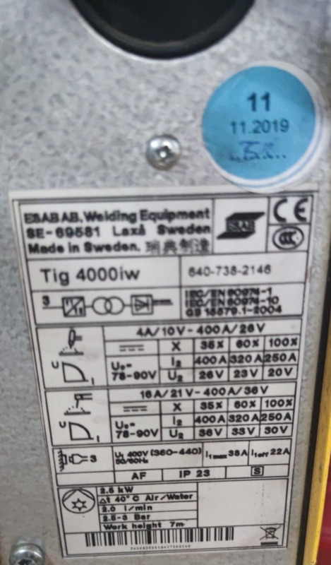 ESAB AB Tig 4000 iw - Equipamento para soldagem: foto 4 ESAB AB Tig 4000 iw - Equipamento para soldagem: foto 4