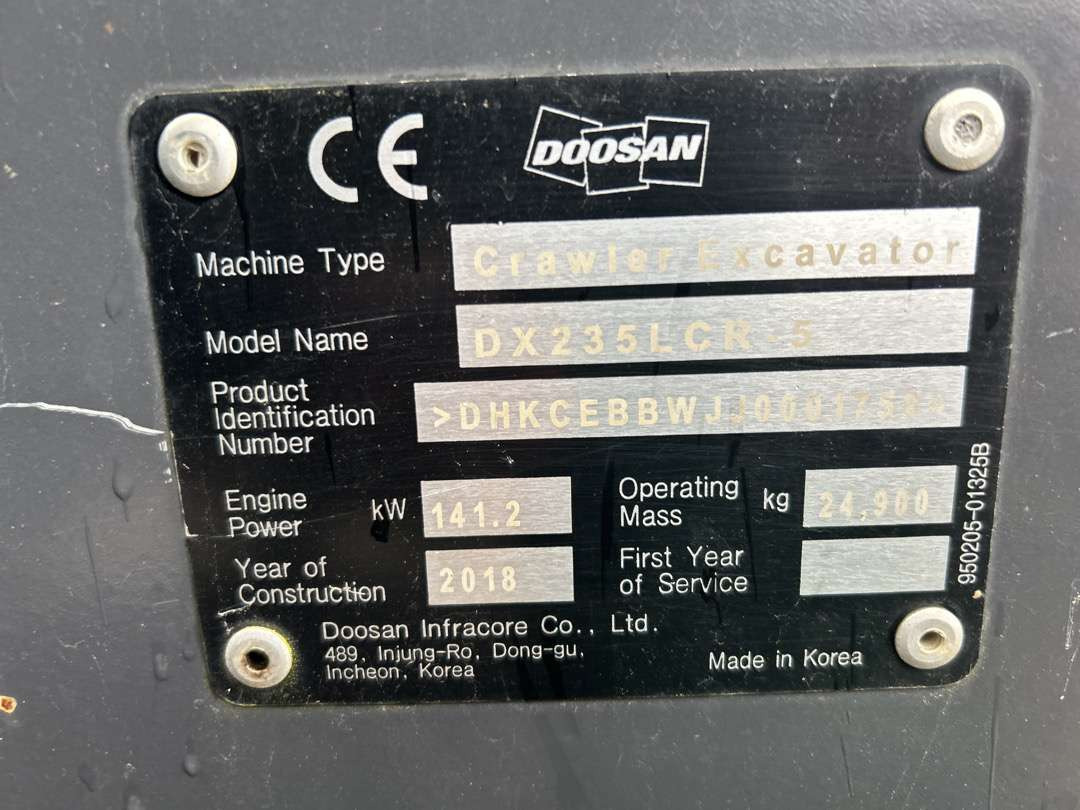 Escavadeira 2018 Beltegraver 24 tonn Doosan DX 235LCR  S 70-feste: foto 6 Escavadeira 2018 Beltegraver 24 tonn Doosan DX 235LCR  S 70-feste: foto 6