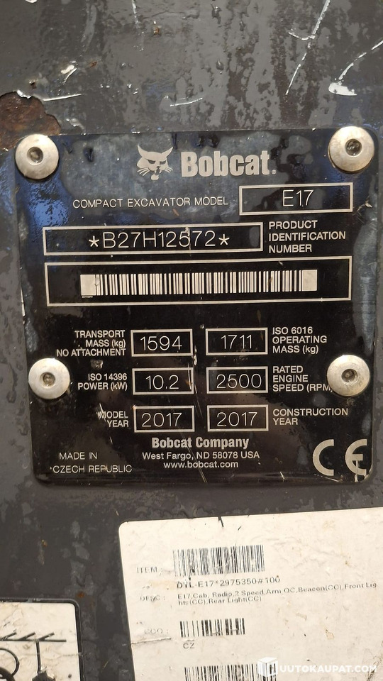 Bobcat E17 excavator, 2017 model, 1,997 h, Espoo - Mini escavadeira: foto 2 Bobcat E17 excavator, 2017 model, 1,997 h, Espoo - Mini escavadeira: foto 2