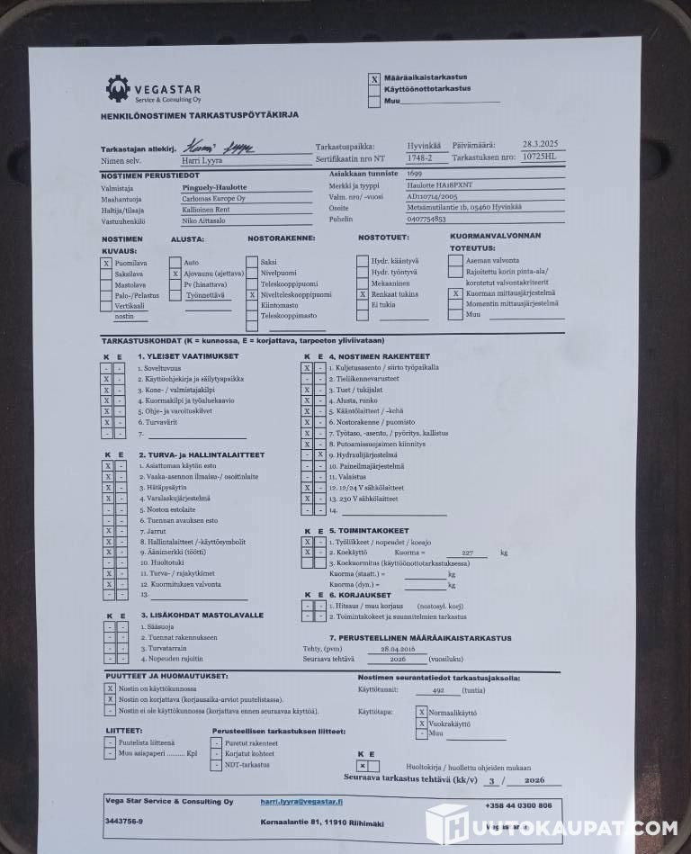 Haulotte HA 18 PX NT, Boom lift, Tracked, 2005, Hyvinkää - Plataforma articulada: foto 5 Haulotte HA 18 PX NT, Boom lift, Tracked, 2005, Hyvinkää - Plataforma articulada: foto 5