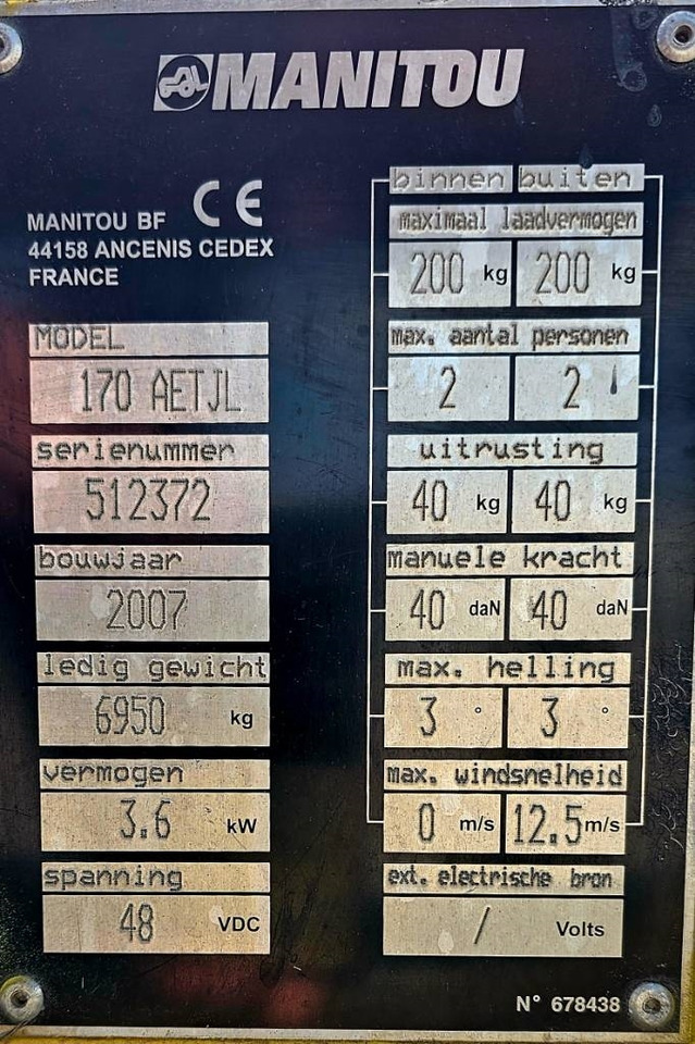 Plataforma articulada Manitou 170AETJ: foto 12