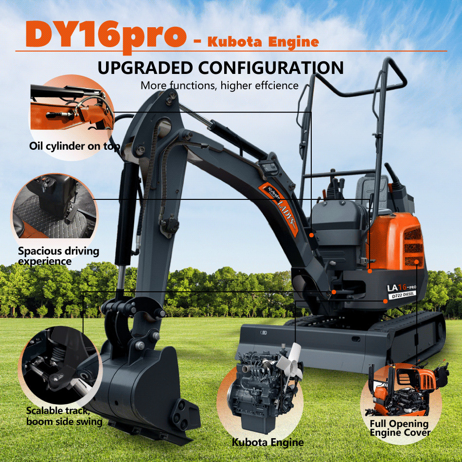 LADYS LA16Pro Mini Excavator Digger Miniexcavadora EPA Kubota Engine Mini Excavator For Sale With Mini Excavator Attachment Set - Mini escavadeira: foto 3 LADYS LA16Pro Mini Excavator Digger Miniexcavadora EPA Kubota Engine Mini Excavator For Sale With Mini Excavator Attachment Set - Mini escavadeira: foto 3