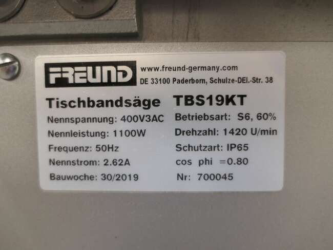 Equipamento de processamento de alimentos nuevo Freund / Ifooma bandsaw TBS19KT: foto 6 Equipamento de processamento de alimentos nuevo Freund / Ifooma bandsaw TBS19KT: foto 6