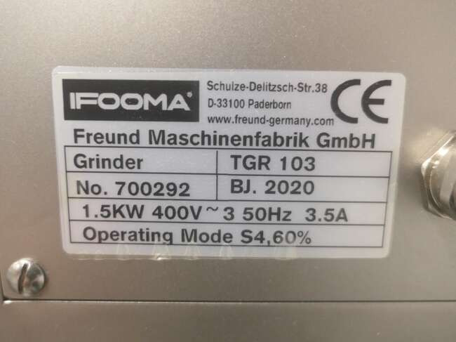 Equipamento de processamento de alimentos nuevo Freund / Ifooma cooled grinder TGR103: foto 9