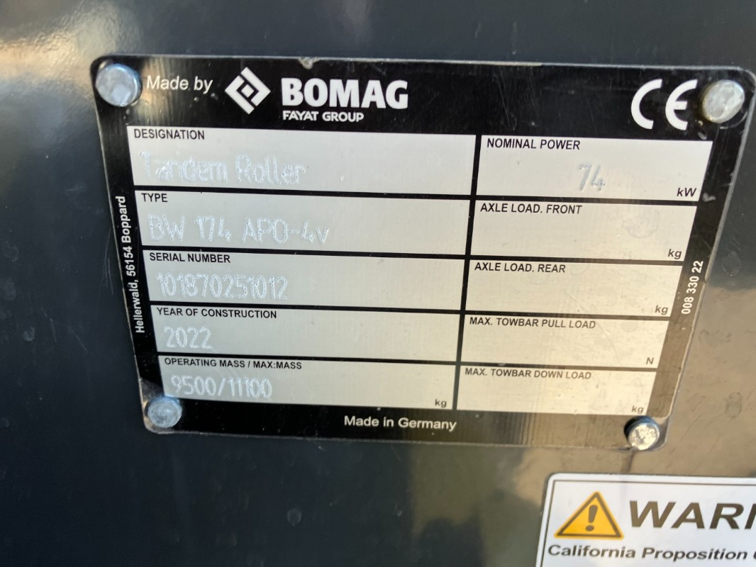 BOMAG DE BW 174 APO-4v Stage V/Tier 4f - Compactador de asfalto: foto 2 BOMAG DE BW 174 APO-4v Stage V/Tier 4f - Compactador de asfalto: foto 2