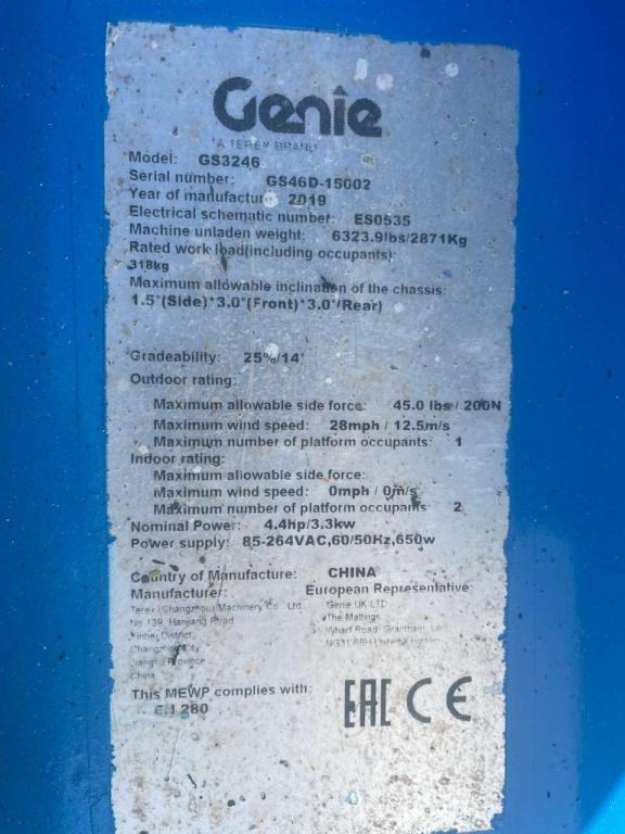 Genie GS-2646 - Plataforma de Tijera/ Plataforma de tesoura: foto 4 Genie GS-2646 - Plataforma de Tijera/ Plataforma de tesoura: foto 4