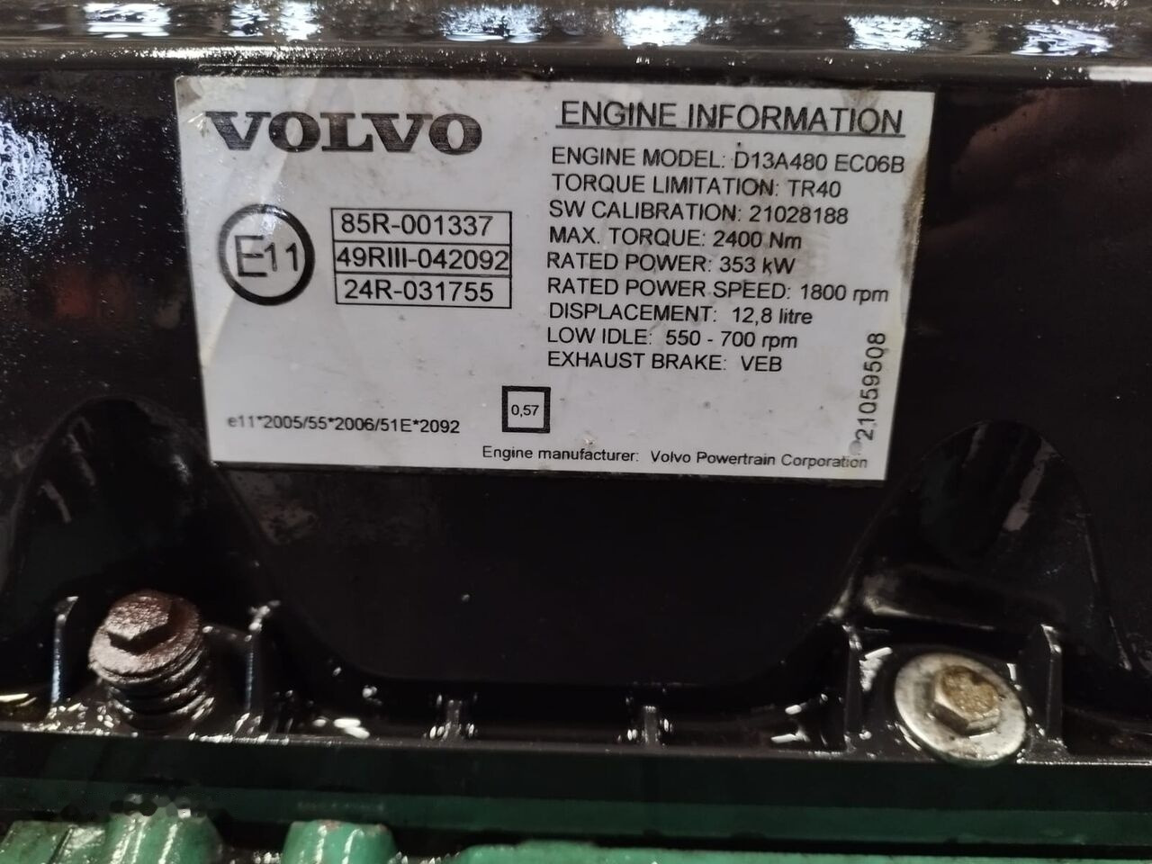 Volvo 480 E3 D13A Volvo FH13 FM13 - Motor de Caminhão: foto 3 Volvo 480 E3 D13A Volvo FH13 FM13 - Motor de Caminhão: foto 3