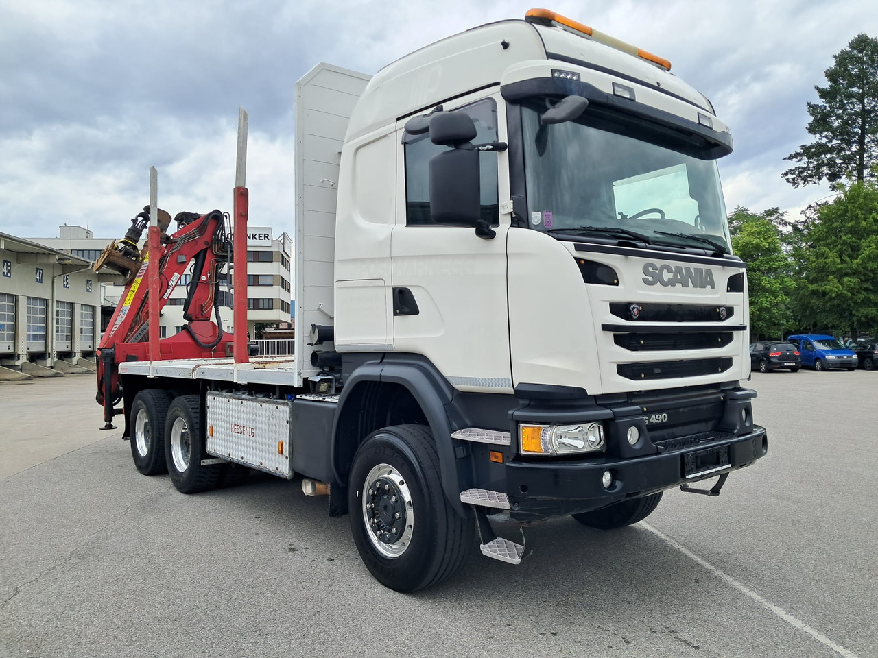 SCANIA G 490 6x6 Blatt-Blatt | Klima | Schaltgetriebe | Euro 6 | Penz-Kran 12Z | - Caminhão florestal, Caminhão grua: foto 1 SCANIA G 490 6x6 Blatt-Blatt | Klima | Schaltgetriebe | Euro 6 | Penz-Kran 12Z | - Caminhão florestal, Caminhão grua: foto 1
