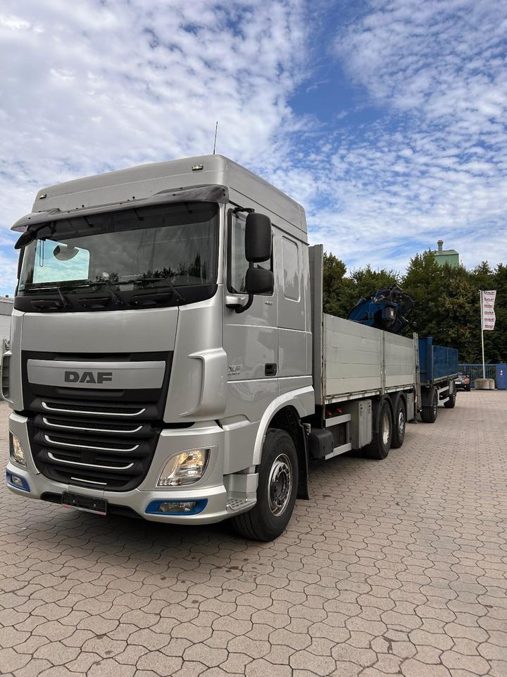 DAF DAF XF 460 FAN + MKG + 10mtr 2to + Lenkachse + EURO 6 - Camião de caixa aberta/ Plataforma, Caminhão grua: foto 1 DAF DAF XF 460 FAN + MKG + 10mtr 2to + Lenkachse + EURO 6 - Camião de caixa aberta/ Plataforma, Caminhão grua: foto 1