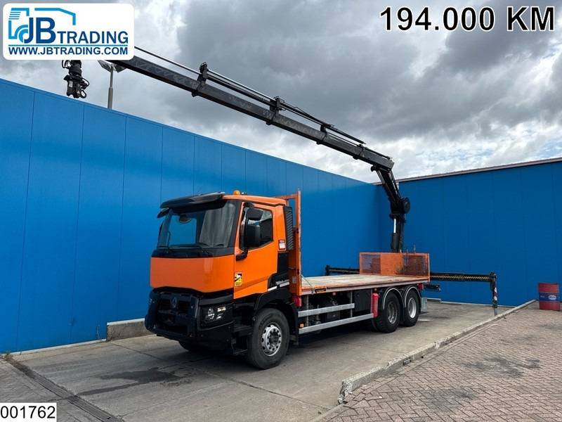 Renault C 380 6X4, EURO 6, HIAB, Remote, Steel suspension - Camião de caixa aberta/ Plataforma, Caminhão grua: foto 1 Renault C 380 6X4, EURO 6, HIAB, Remote, Steel suspension - Camião de caixa aberta/ Plataforma, Caminhão grua: foto 1