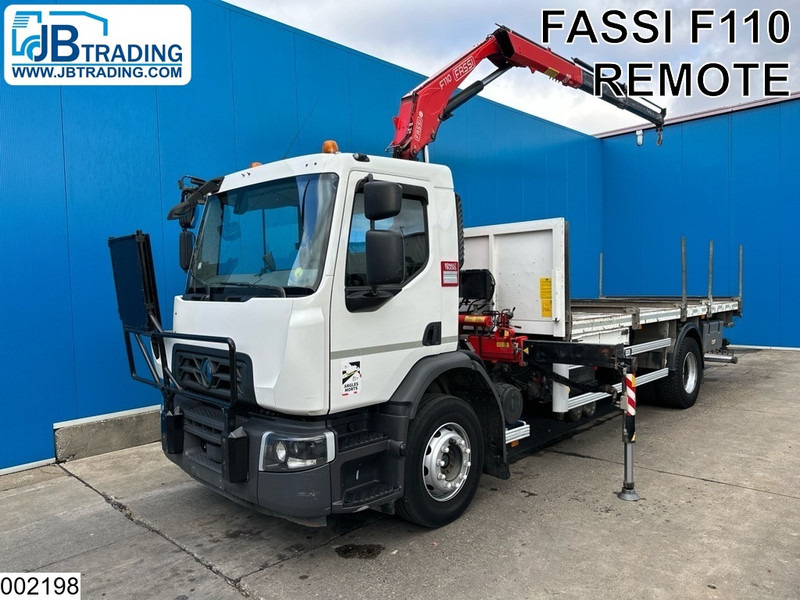 Renault D 19 280 EURO 6, Fassi, Remote - Camião de caixa aberta/ Plataforma, Caminhão grua: foto 1 Renault D 19 280 EURO 6, Fassi, Remote - Camião de caixa aberta/ Plataforma, Caminhão grua: foto 1