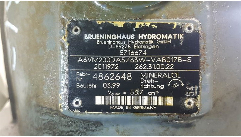 Brueninghaus Hydromatik A6VM200DA5/63W - Drive motor/Fahrmotor/Rijmotor - Hidráulica: foto 4 Brueninghaus Hydromatik A6VM200DA5/63W - Drive motor/Fahrmotor/Rijmotor - Hidráulica: foto 4