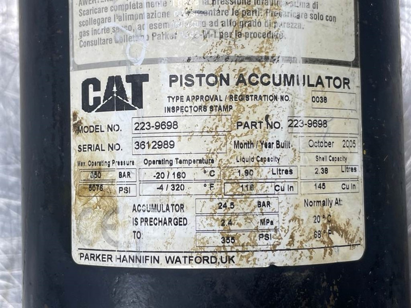 Cat 924G-223-9698-Piston accumulators/Kolbenspeicher - Hidráulica de Máquina de construção: foto 3 Cat 924G-223-9698-Piston accumulators/Kolbenspeicher - Hidráulica de Máquina de construção: foto 3