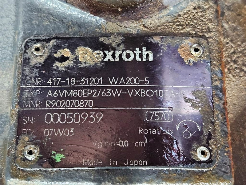 Komatsu WA200-5-Rexroth A6VM80EP2/63W-Drive motor/Rijmotor - Hidráulica de Máquina de construção: foto 5 Komatsu WA200-5-Rexroth A6VM80EP2/63W-Drive motor/Rijmotor - Hidráulica de Máquina de construção: foto 5