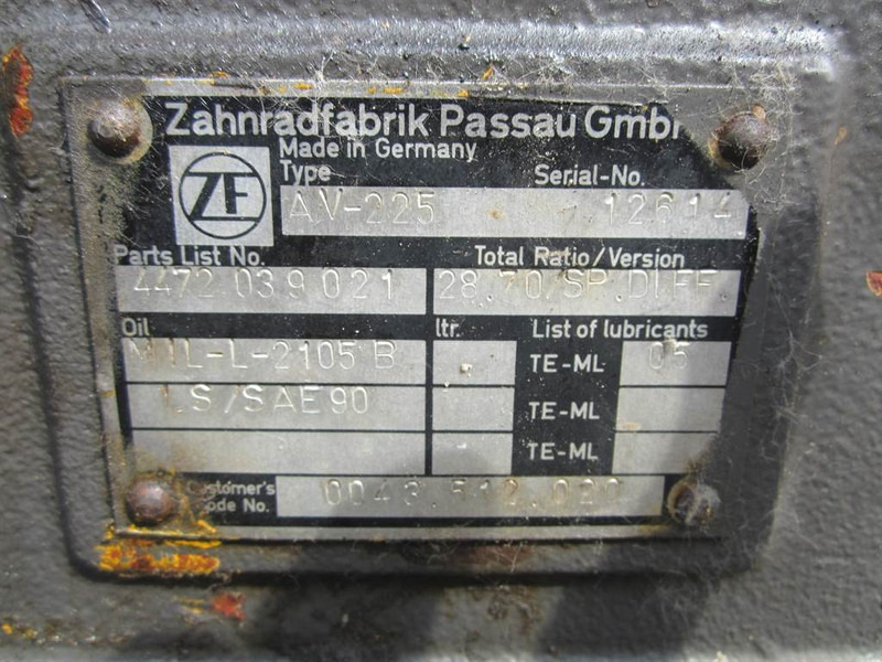 Zettelmeyer ZL502-ZF AV-225 - 4472039021-Axle/Achse/As - Eixo e peças de Máquina de construção: foto 3 Zettelmeyer ZL502-ZF AV-225 - 4472039021-Axle/Achse/As - Eixo e peças de Máquina de construção: foto 3