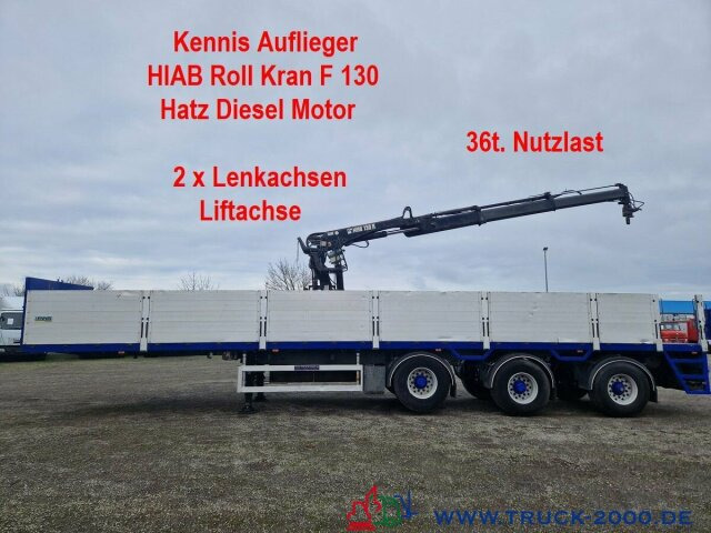 Kennis Hiab Roll-Kran 36t. Nutzlast Lenkachsen - Semi-reboque plataforma/ Caixa aberta: foto 1 Kennis Hiab Roll-Kran 36t. Nutzlast Lenkachsen - Semi-reboque plataforma/ Caixa aberta: foto 1