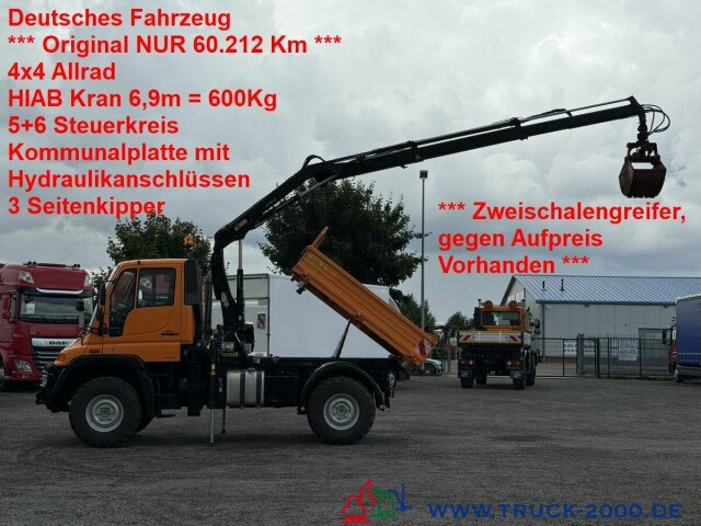 Unimog Unimog U300 4x4 Hiab Kran mit original 60.212 Km - Caminhão basculante, Caminhão grua: foto 1 Unimog Unimog U300 4x4 Hiab Kran mit original 60.212 Km - Caminhão basculante, Caminhão grua: foto 1