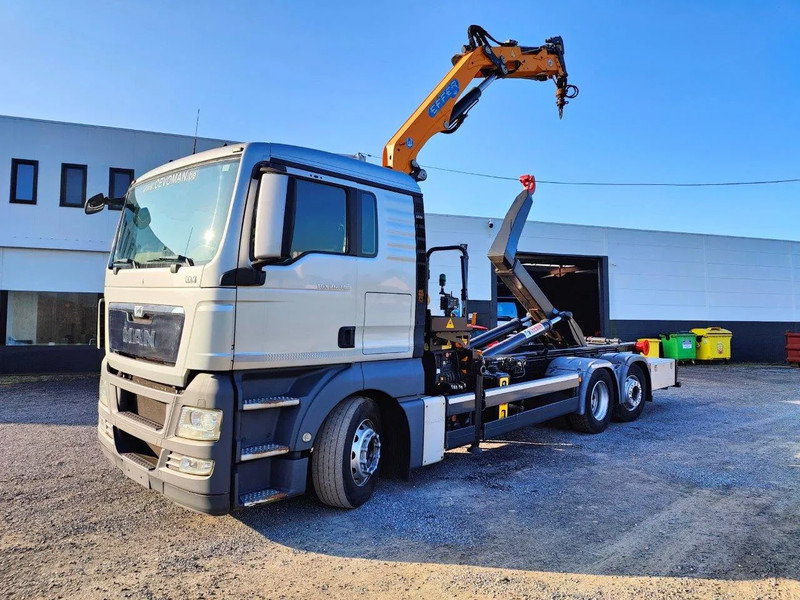 MAN TGX 26.400 6x2 Euro5 Container LEEBUR + Crane Effer 145 - Caminhão polibenne, Caminhão grua: foto 1 MAN TGX 26.400 6x2 Euro5 Container LEEBUR + Crane Effer 145 - Caminhão polibenne, Caminhão grua: foto 1