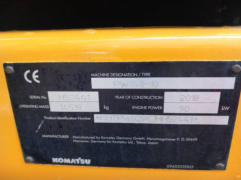 Komatsu PW148-10 - Escavadeira de rodas: foto 4 Komatsu PW148-10 - Escavadeira de rodas: foto 4