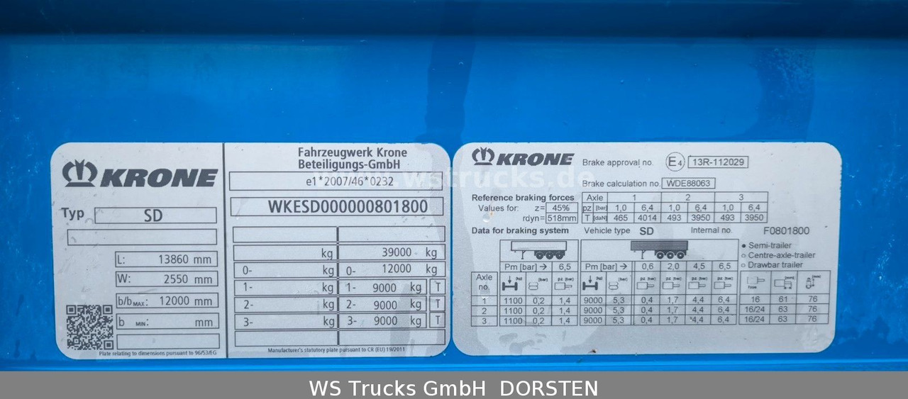Krone SD 27 Planauflieger mit Edscha | ABS, EBS, XL - Semi-reboque de lona: foto 3 Krone SD 27 Planauflieger mit Edscha | ABS, EBS, XL - Semi-reboque de lona: foto 3