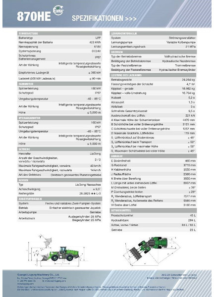 LIUGONG 870 HE vollelektrisch, 24.2 t, 4.7-5.2 cbm - Carregadeira de rodas: foto 2 LIUGONG 870 HE vollelektrisch, 24.2 t, 4.7-5.2 cbm - Carregadeira de rodas: foto 2