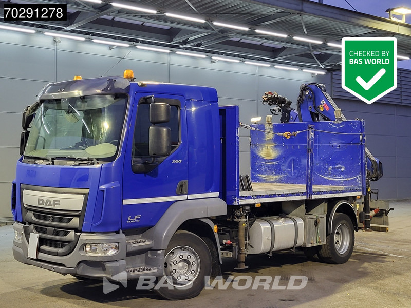 DAF LF 260 LF 4X2 Hiab 111 B-2 HIDUO Crane Kran Remote control Automatic ACC Euro 6 - Camião de caixa aberta/ Plataforma, Caminhão grua: foto 1 DAF LF 260 LF 4X2 Hiab 111 B-2 HIDUO Crane Kran Remote control Automatic ACC Euro 6 - Camião de caixa aberta/ Plataforma, Caminhão grua: foto 1
