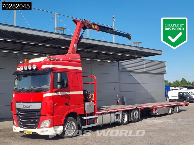 DAF XF 440 6X2 NL-Truck Transporter HMF 900-K2 Kran Winch Lift-Lenkachse Euro 6 - Camião de caixa aberta/ Plataforma, Caminhão grua: foto 1 DAF XF 440 6X2 NL-Truck Transporter HMF 900-K2 Kran Winch Lift-Lenkachse Euro 6 - Camião de caixa aberta/ Plataforma, Caminhão grua: foto 1