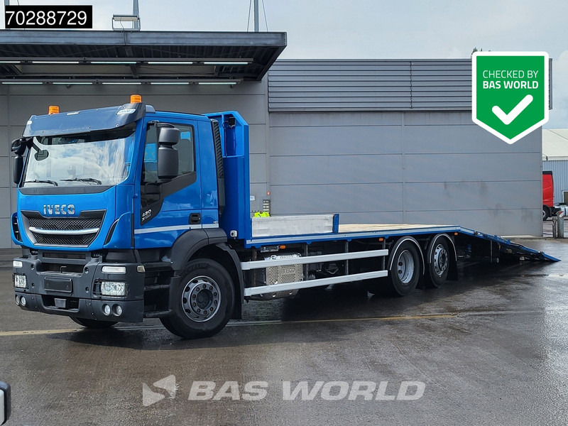 Iveco X-Way 420 6X2 Machine transporter Hydraulic Ramp Lift+steering axle ACC Euro 6 - Camião de caixa aberta/ Plataforma: foto 1 Iveco X-Way 420 6X2 Machine transporter Hydraulic Ramp Lift+steering axle ACC Euro 6 - Camião de caixa aberta/ Plataforma: foto 1