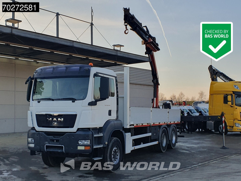 MAN TGS 26.440 6X4 Palfinger PK18002 EH Kran Crane Manual Remote Euro 5 - Camião de caixa aberta/ Plataforma, Caminhão grua: foto 1 MAN TGS 26.440 6X4 Palfinger PK18002 EH Kran Crane Manual Remote Euro 5 - Camião de caixa aberta/ Plataforma, Caminhão grua: foto 1