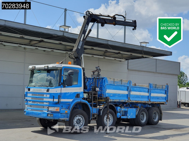 Scania G420 8X4 15m3 tipper Hiab 144 Crane Steelsuspension Manual Big-Axle Euro 3 - Caminhão basculante, Caminhão grua: foto 1 Scania G420 8X4 15m3 tipper Hiab 144 Crane Steelsuspension Manual Big-Axle Euro 3 - Caminhão basculante, Caminhão grua: foto 1