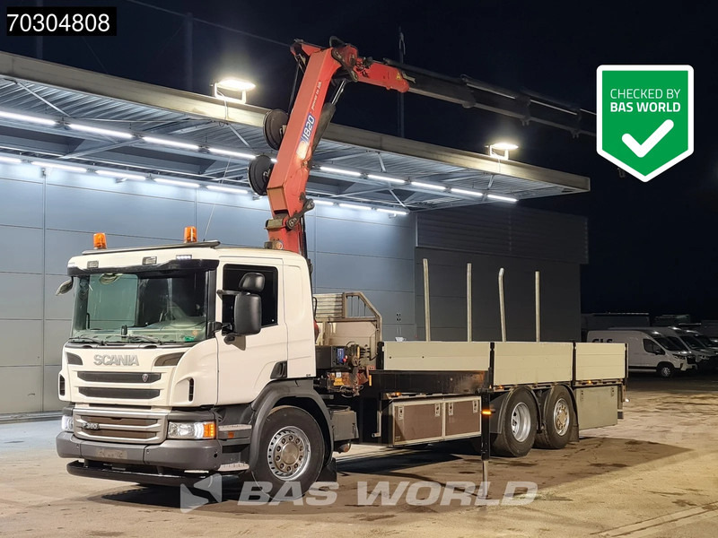 Scania P360 P 6X2 HMF 1820-K4 Kran Crane Lift+Steering Axle Air Suspension Euro 6 - Camião de caixa aberta/ Plataforma, Caminhão grua: foto 1 Scania P360 P 6X2 HMF 1820-K4 Kran Crane Lift+Steering Axle Air Suspension Euro 6 - Camião de caixa aberta/ Plataforma, Caminhão grua: foto 1