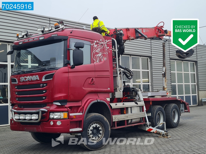 Scania R580 6X4 3-Pedals Jonsered J28505 83 Crane Kran Steel-suspension Retarder Euro 6 - Caminhão florestal, Caminhão grua: foto 1 Scania R580 6X4 3-Pedals Jonsered J28505 83 Crane Kran Steel-suspension Retarder Euro 6 - Caminhão florestal, Caminhão grua: foto 1