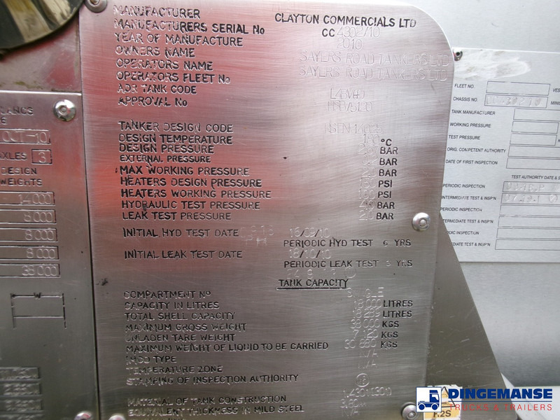 Semirreboque tanque Clayton Chemical tank inox 18 m3 / 1 comp: foto 19