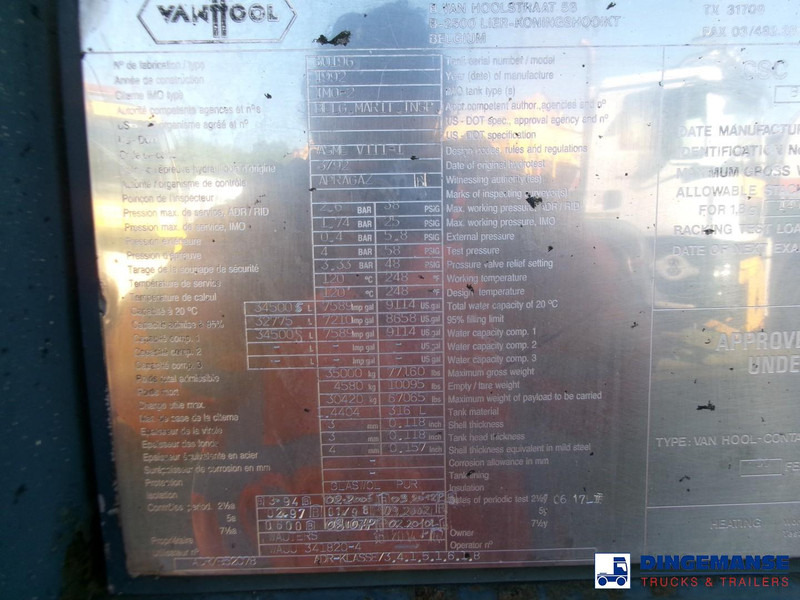 Locação de Van Hool Tank container 34.5 m3 / 1 comp IMO2 / L4BH / 30 ft Van Hool Tank container 34.5 m3 / 1 comp IMO2 / L4BH / 30 ft: foto 17 Locação de Van Hool Tank container 34.5 m3 / 1 comp IMO2 / L4BH / 30 ft Van Hool Tank container 34.5 m3 / 1 comp IMO2 / L4BH / 30 ft: foto 17