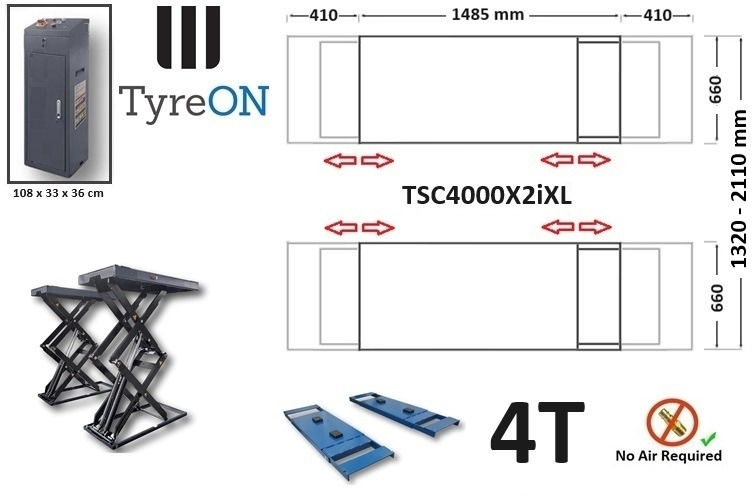 Equipamento para oficina TSC4000X2iXL In floor scissor lift - Double extensions - 12 cm installation depth - Hydromechanically locked - No compressed air required - 4T: foto 6