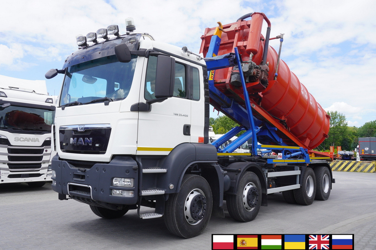 MAN TGS 35.400 8 × 4 E5 / HYVA HOOK LIFT 32.56 SE / Septic barrel 13000 L - Cisterna de chorume: foto 1 MAN TGS 35.400 8 × 4 E5 / HYVA HOOK LIFT 32.56 SE / Septic barrel 13000 L - Cisterna de chorume: foto 1