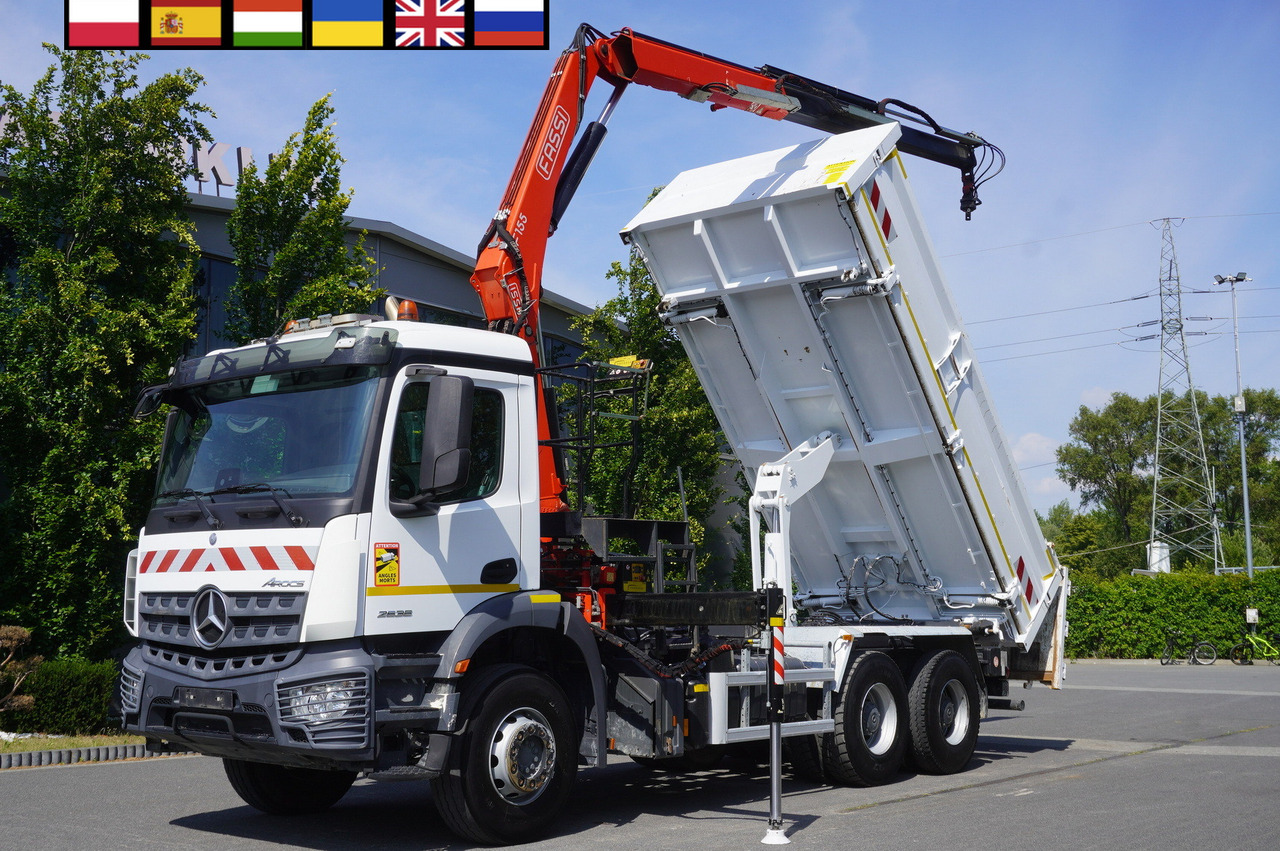 MERCEDES-BENZ AROCS 2636 / Fassi F155A.0.22 crane 6t / 120 tho. km / 3-sided dump truck / 2 x Bordmatic - Caminhão grua: foto 1 MERCEDES-BENZ AROCS 2636 / Fassi F155A.0.22 crane 6t / 120 tho. km / 3-sided dump truck / 2 x Bordmatic - Caminhão grua: foto 1