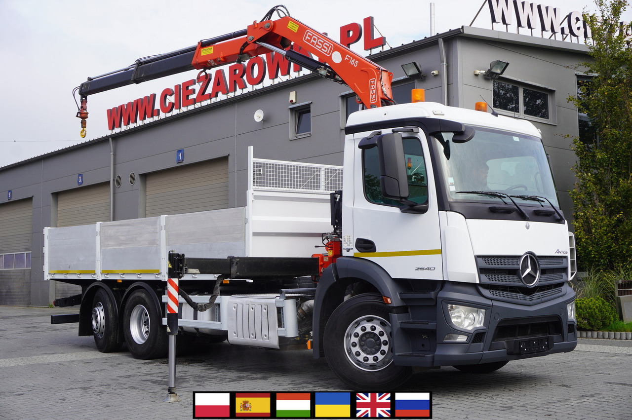 MERCEDES-BENZ Antos 2540 / Flatbed 15 EPAL / Fassi F165 / 6.1 t / 8 m reach / remote control / rotator / 1600 MTH / steered axle - Camião de caixa aberta/ Plataforma, Caminhão grua: foto 1 MERCEDES-BENZ Antos 2540 / Flatbed 15 EPAL / Fassi F165 / 6.1 t / 8 m reach / remote control / rotator / 1600 MTH / steered axle - Camião de caixa aberta/ Plataforma, Caminhão grua: foto 1