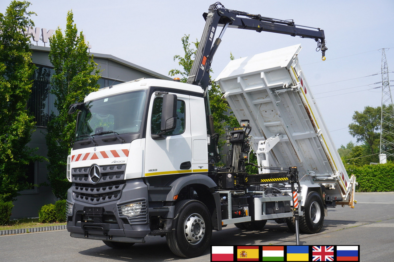 MERCEDES-BENZ Arocs 1833 / 87,000 km!!! / Hds HIAB X-DUO 128 B-2 / three-sided tipper - Caminhão basculante, Caminhão grua: foto 1 MERCEDES-BENZ Arocs 1833 / 87,000 km!!! / Hds HIAB X-DUO 128 B-2 / three-sided tipper - Caminhão basculante, Caminhão grua: foto 1