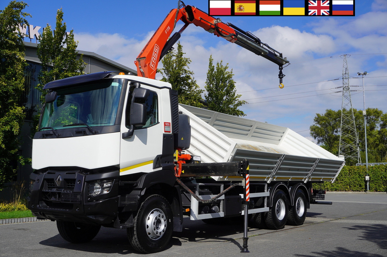 RENAULT K380 6×4 / FASSI F175 crane 7.85 t / 120 thousand km! / 2-sided tipper - Caminhão basculante, Caminhão grua: foto 1 RENAULT K380 6×4 / FASSI F175 crane 7.85 t / 120 thousand km! / 2-sided tipper - Caminhão basculante, Caminhão grua: foto 1