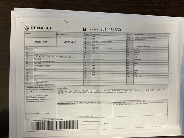 2020 Renault Kangoo 5 Passenger Van - Micro-ônibus, Furgão de passageiros: foto 2 2020 Renault Kangoo 5 Passenger Van - Micro-ônibus, Furgão de passageiros: foto 2