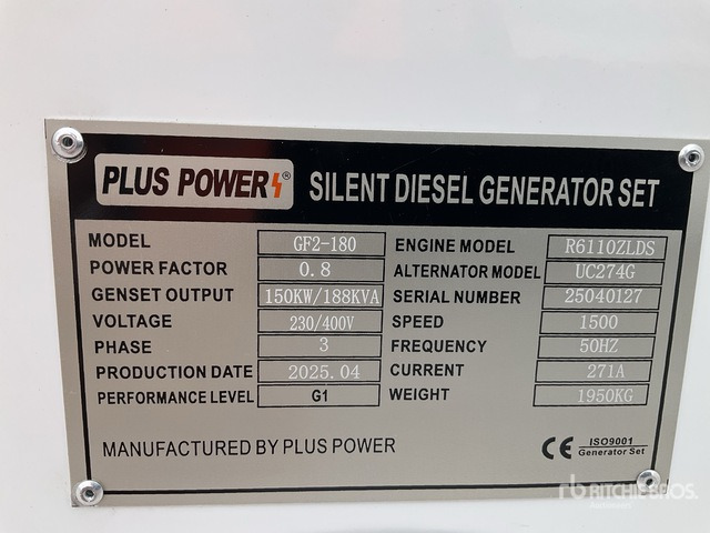 2025 Plus Power GF2-180 180 kVA (Unused) Generator Set - Gerador elétrico: foto 1 2025 Plus Power GF2-180 180 kVA (Unused) Generator Set - Gerador elétrico: foto 1